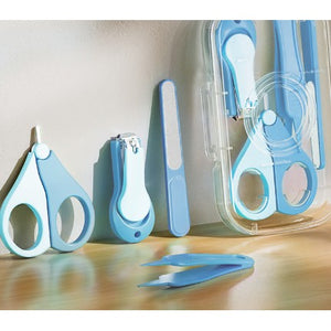 Set Ingrijire Unghii pentru Bebelusi, Flippy, Cutie de Depozitare Transparenta, 7x10x6 cm, Albastru-0