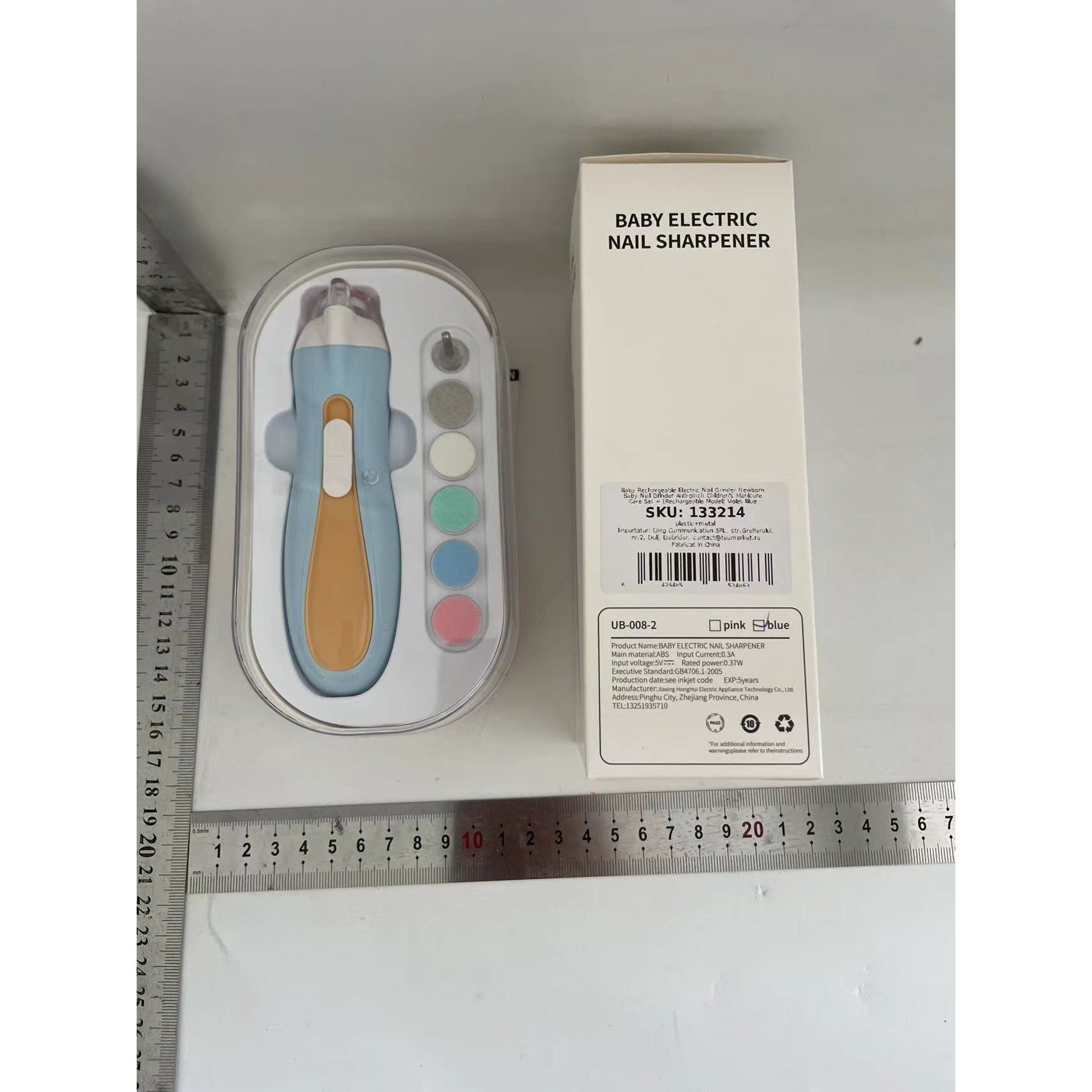 Set Pila Electrica pentru Copii si Bebelusi, Flippy, ABS, 6 Accesorii, cu Lumina LED, Albastru deschis-1