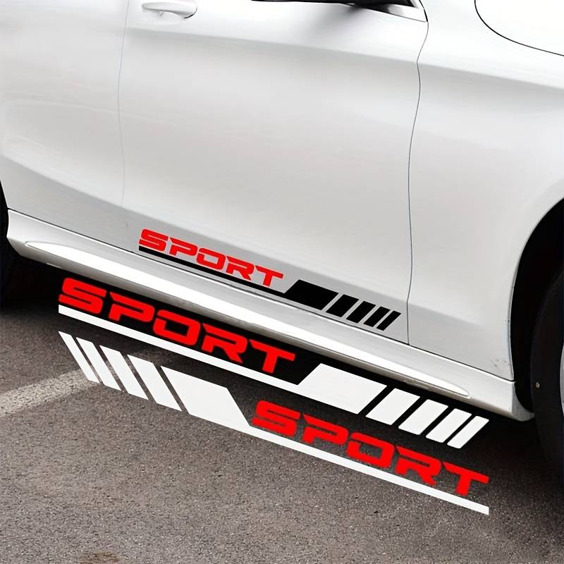 Set 2 stickere autoadezive Tuning in doua culori, model "Racing Stripes V3", dimensiune 58 cm, culoare Negru + Rosu-0