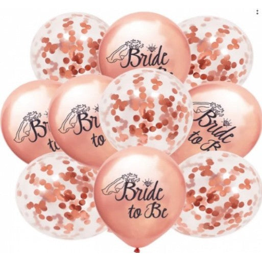 Set 10 Baloane din Latex, Flippy, Model Party Bride To Be, 30 cm, Roz Transparent Confetti, 2.8 g-0