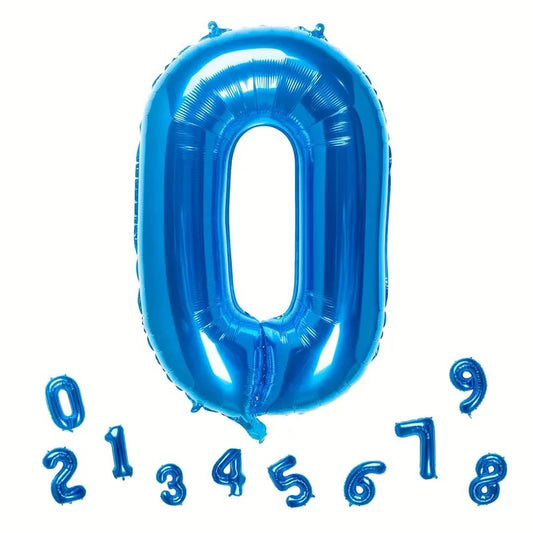 Balon din Folie Flippy, Cifra 0, 81 cm, Pentru Aer sau Heliu, Albastru-1