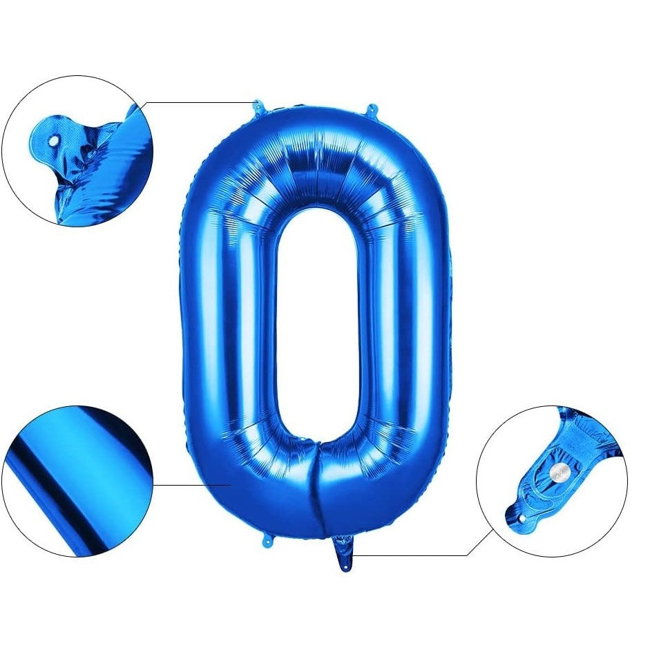 Balon din Folie Flippy, Cifra 0, 81 cm, Pentru Aer sau Heliu, Albastru-3