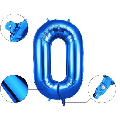 Balon din Folie Flippy, Cifra 0, 81 cm, Pentru Aer sau Heliu, Albastru-3