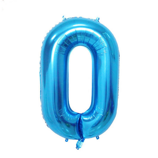 Balon din Folie Flippy, Cifra 0, 81 cm, Pentru Aer sau Heliu, Albastru-0