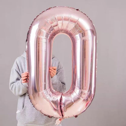 Balon din Folie Flippy, Cifra 0, 81 cm, Pentru Aer sau Heliu, Roz Auriu-3