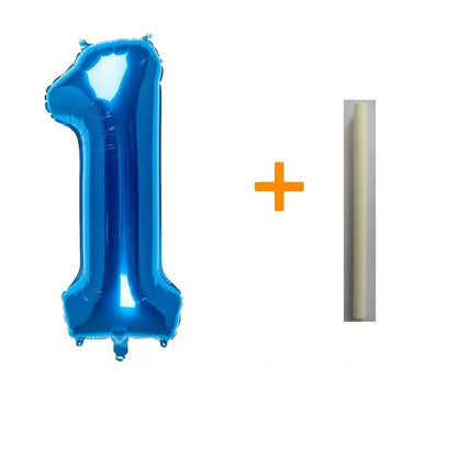 Balon din Folie Flippy, Cifra 1, 81 cm, Pentru Aer sau Heliu, Albastru-1