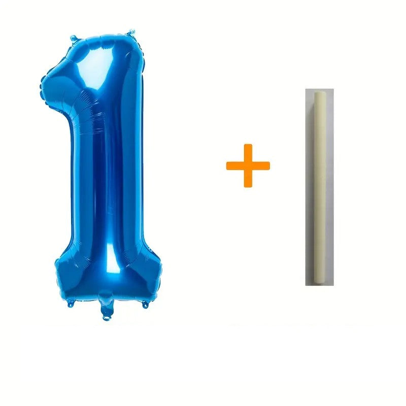 Balon din Folie Flippy, Cifra 1, 81 cm, Pentru Aer sau Heliu, Albastru-1