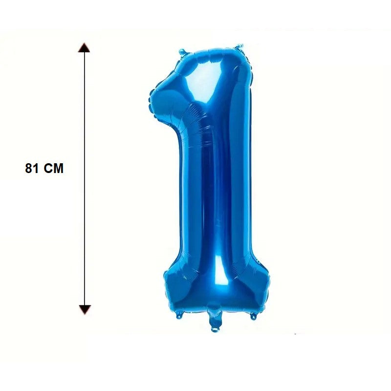 Balon din Folie Flippy, Cifra 1, 81 cm, Pentru Aer sau Heliu, Albastru-2