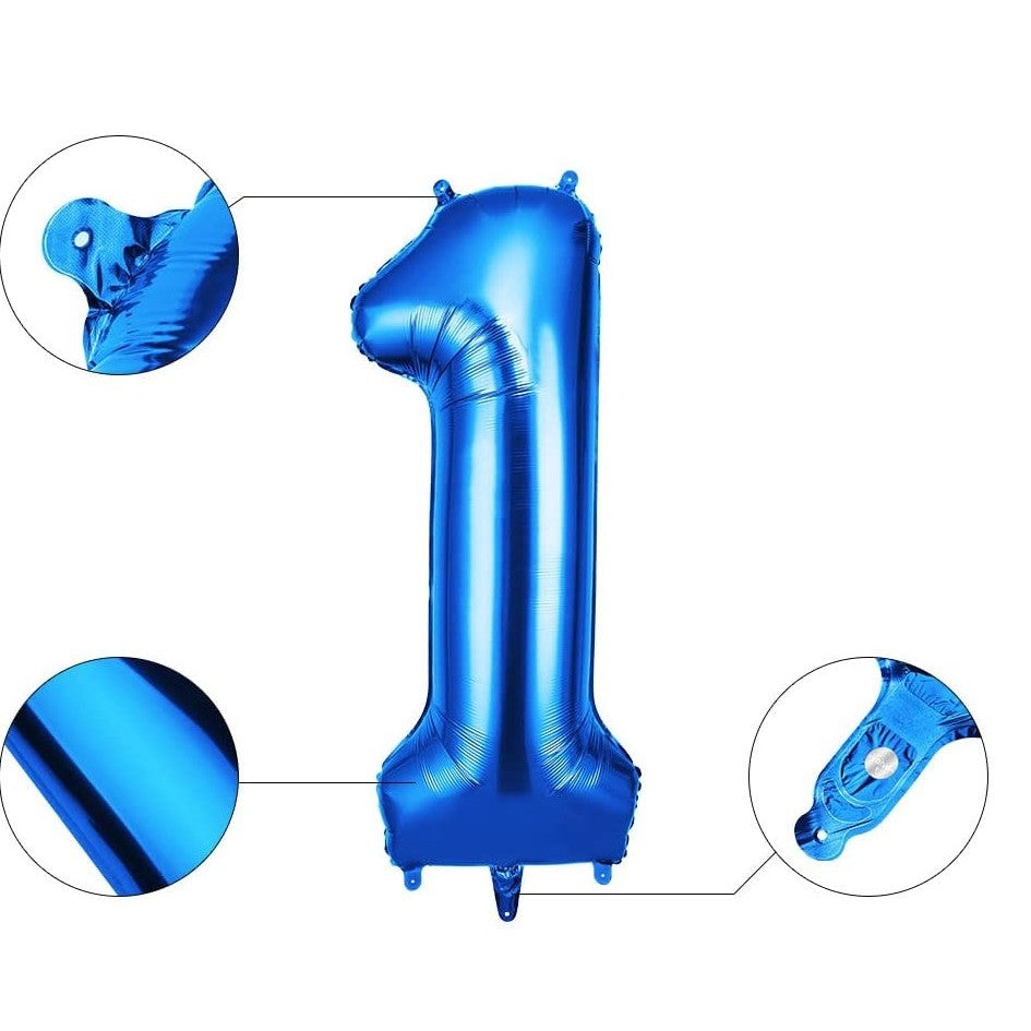 Balon din Folie Flippy, Cifra 1, 81 cm, Pentru Aer sau Heliu, Albastru-3