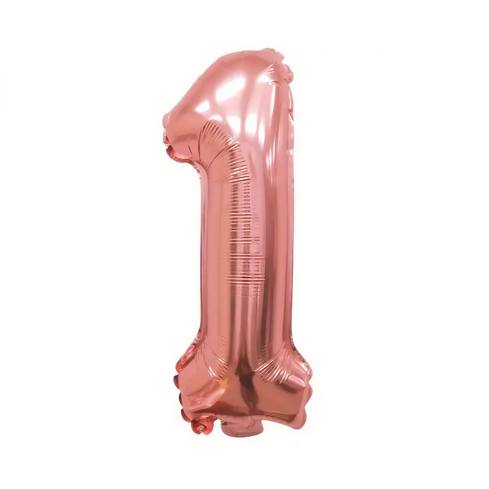 Balon din Folie Flippy, Cifra 1, 81 cm, Pentru Aer sau Heliu, Roz Auriu-0