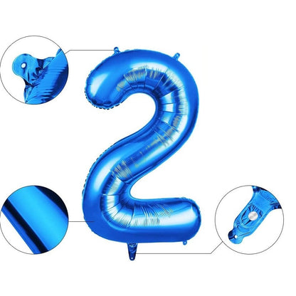 Balon din Folie Flippy, Cifra 2, 81 cm, Pentru Aer sau Heliu, Albastru-2