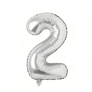 Balon din Folie Flippy, Cifra 2, 81 cm, Pentru Aer sau Heliu, Argintiu-0
