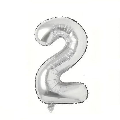 Balon din Folie Flippy, Cifra 2, 81 cm, Pentru Aer sau Heliu, Argintiu-0