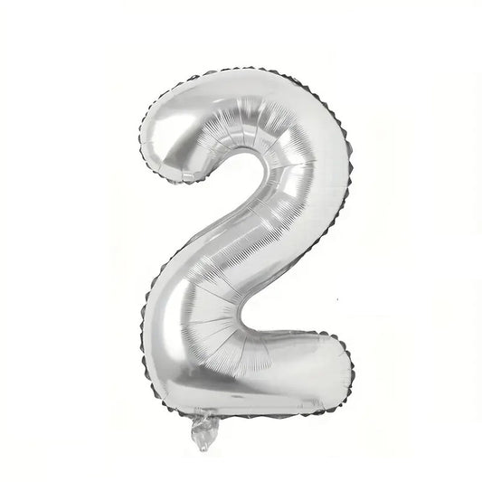 Balon din Folie Flippy, Cifra 2, 81 cm, Pentru Aer sau Heliu, Argintiu-0