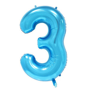 Balon din Folie Flippy, Cifra 3, 81 cm, Pentru Aer sau Heliu, Albastru-0