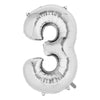 Balon din Folie Flippy, Cifra 3, 81 cm, Pentru Aer sau Heliu, Argintiu-0