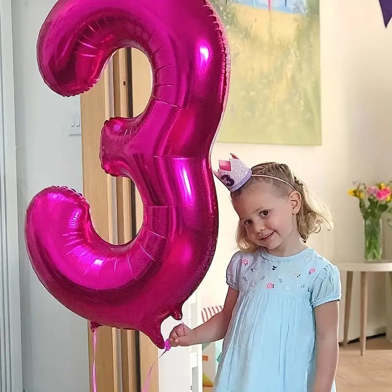 Balon din Folie Flippy, Cifra 3, 81 cm, Pentru Aer sau Heliu, Mov-1