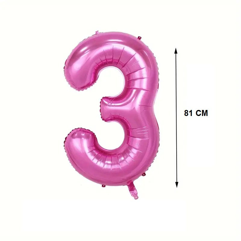 Balon din Folie Flippy, Cifra 3, 81 cm, Pentru Aer sau Heliu, Mov-2