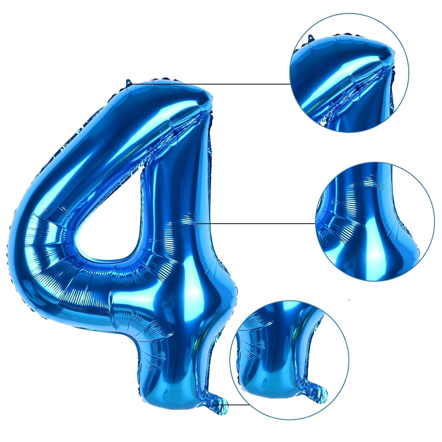 Balon din Folie Flippy, Cifra 4, 81 cm, Pentru Aer sau Heliu, Albastru-2