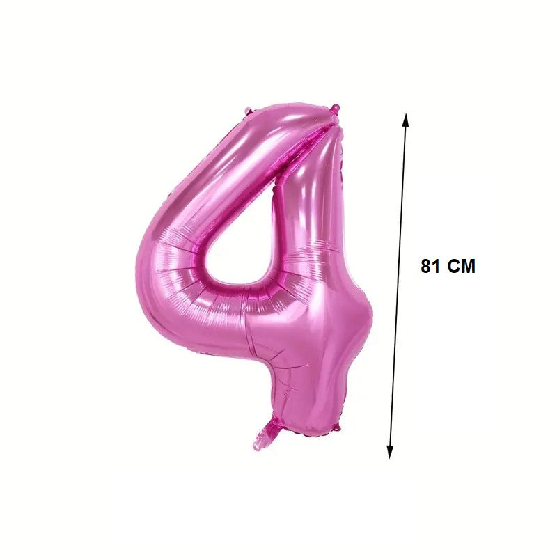 Balon din Folie Flippy, Cifra 4, 81 cm, Pentru Aer sau Heliu, Mov-1
