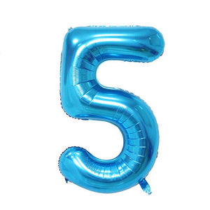 Balon din Folie Flippy, Cifra 5, 81 cm, Pentru Aer sau Heliu, Bulk, Albastru-0