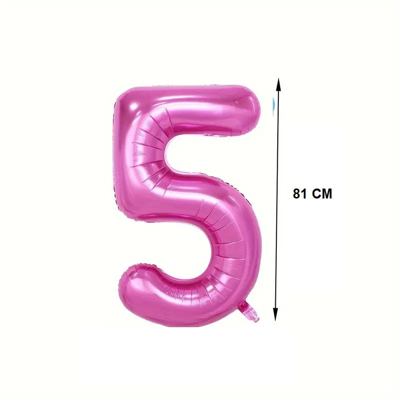 Balon din Folie Flippy, Cifra 5, 81 cm, Pentru Aer sau Heliu, Mov-1