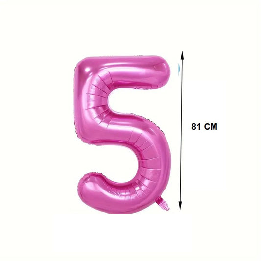 Balon din Folie Flippy, Cifra 5, 81 cm, Pentru Aer sau Heliu, Mov-1