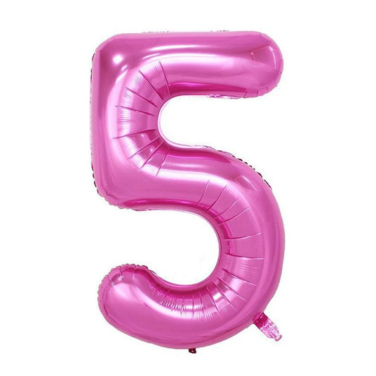 Balon din Folie Flippy, Cifra 5, 81 cm, Pentru Aer sau Heliu, Mov-0