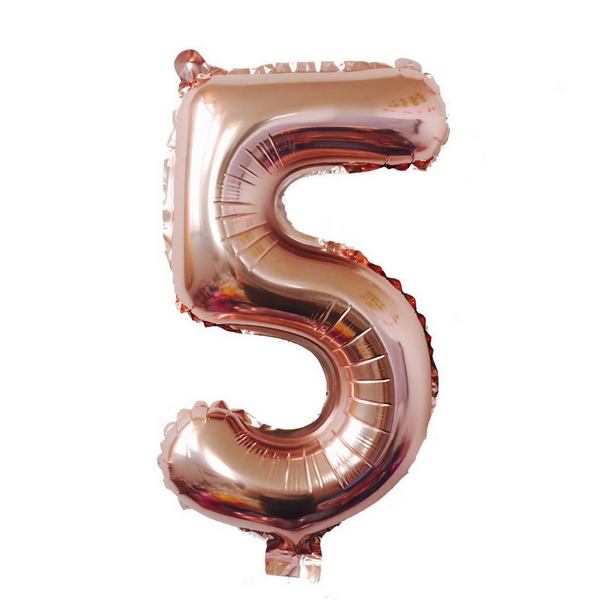 Balon din Folie Flippy, Cifra 5, 81 cm, Pentru Aer sau Heliu, Roz Auriu-0
