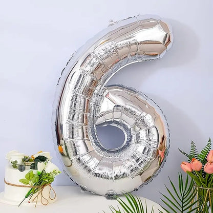 Balon din Folie Flippy, Cifra 6, 81 cm, Pentru Aer sau Heliu, Argintiu-1