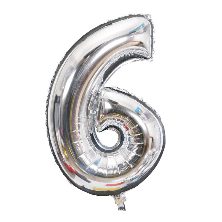 Balon din Folie Flippy, Cifra 6, 81 cm, Pentru Aer sau Heliu, Argintiu-0