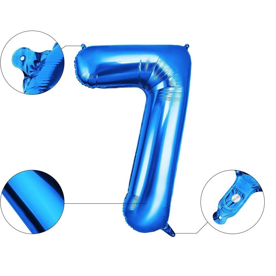 Balon din Folie Flippy, Cifra 7, 81 cm, Pentru Aer sau Heliu, Albastru-2