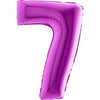 Balon din Folie Flippy, Cifra 7, 81 cm, Pentru Aer sau Heliu, Bulk, Mov-0