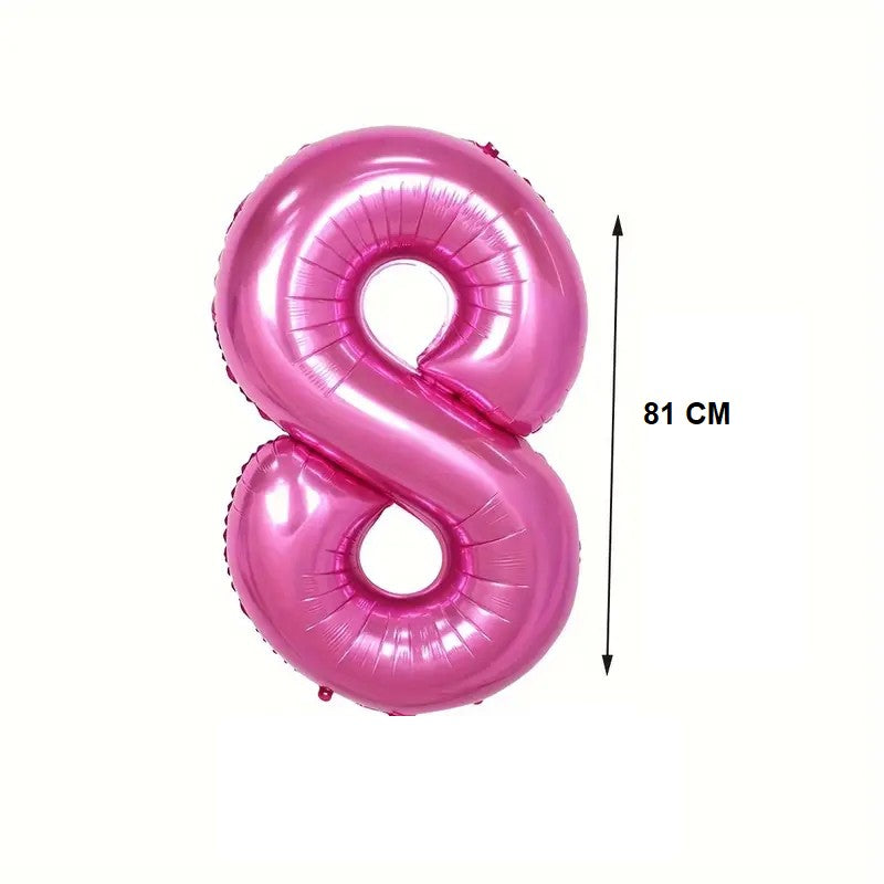 Balon din Folie Flippy, Cifra 8, 81 cm, Pentru Aer sau Heliu, Roz-1