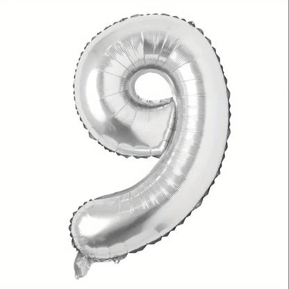 Balon din Folie Flippy, Cifra 9, 81 cm, Pentru Aer sau Heliu, Argintiu-3
