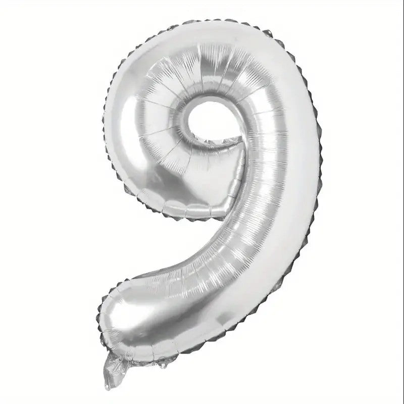 Balon din Folie Flippy, Cifra 9, 81 cm, Pentru Aer sau Heliu, Argintiu-3