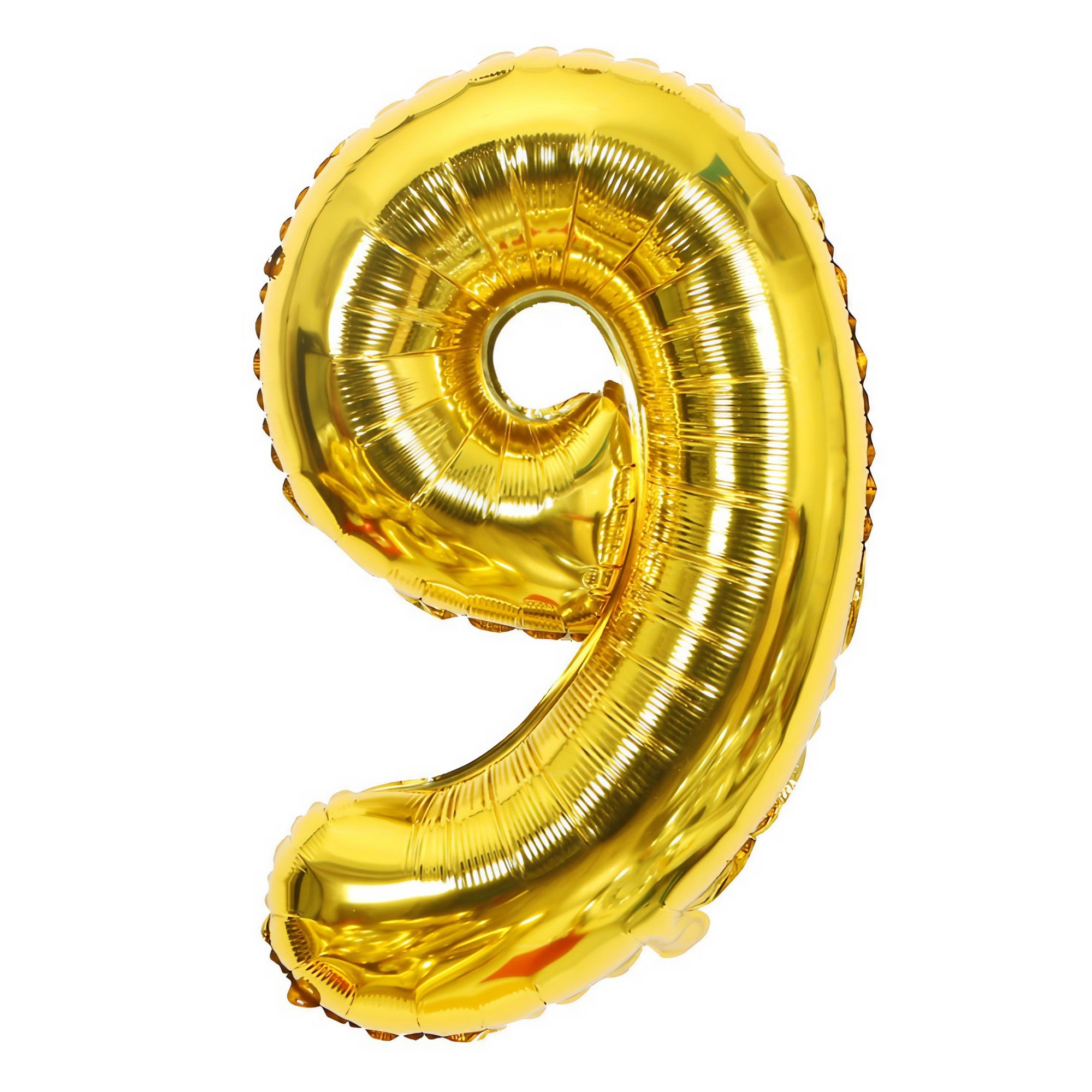 Balon din Folie Flippy, Cifra 9, 81 cm, Pentru Aer sau Heliu, Auriu-0