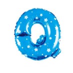 Balon din folie metalizata, 40 cm, Albastru imprimeu, Litera Q-0