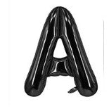 Balon din folie metalizata, 40 cm, Negru, Litera A-0