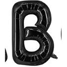 Balon din folie metalizata, 40 cm, Negru, Litera B-0