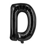 Balon din folie metalizata, 40 cm, Negru, Litera D-0