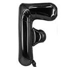 Balon din folie metalizata, 40 cm, Negru, Litera F-0