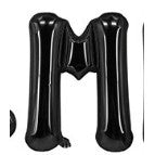 Balon din folie metalizata, 40 cm, Negru, Litera M-0