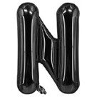 Balon din folie metalizata, 40 cm, Negru, Litera N-0