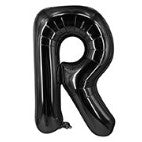 Balon din folie metalizata, 40 cm, Negru, Litera R-0
