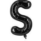 Balon Folie Metalizata Litera S, Flippy, 40 cm, Umflati cu Heliu sau Aer, Ambalaj Individual, Pai inclus, Negru-0
