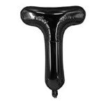 Balon din folie metalizata, 40 cm, Negru, Litera T-0