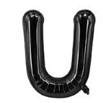Balon din folie metalizata, 40 cm, Negru, Litera U-0