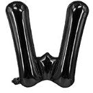 Balon din folie metalizata, 40 cm, Negru, Litera W-0