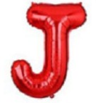 Balon din folie metalizata, 40 cm, Rosu, Litera J-0